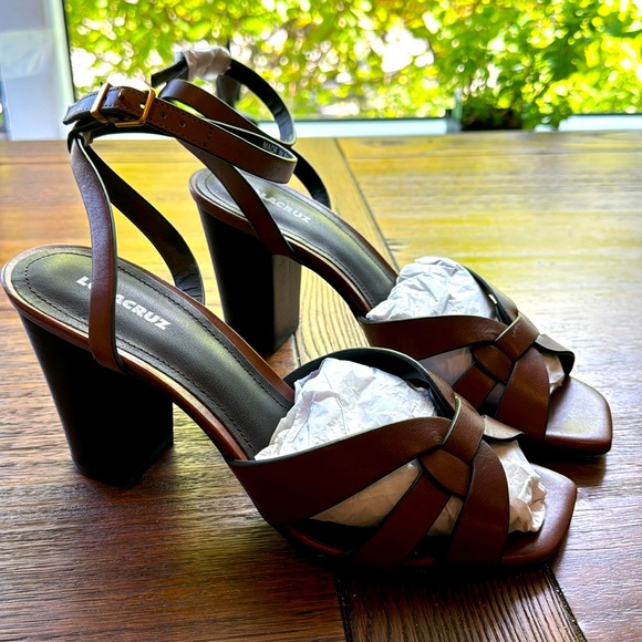 Lola Cruz leather block heel sandals. Made in Spain. - Picture 4 of 8